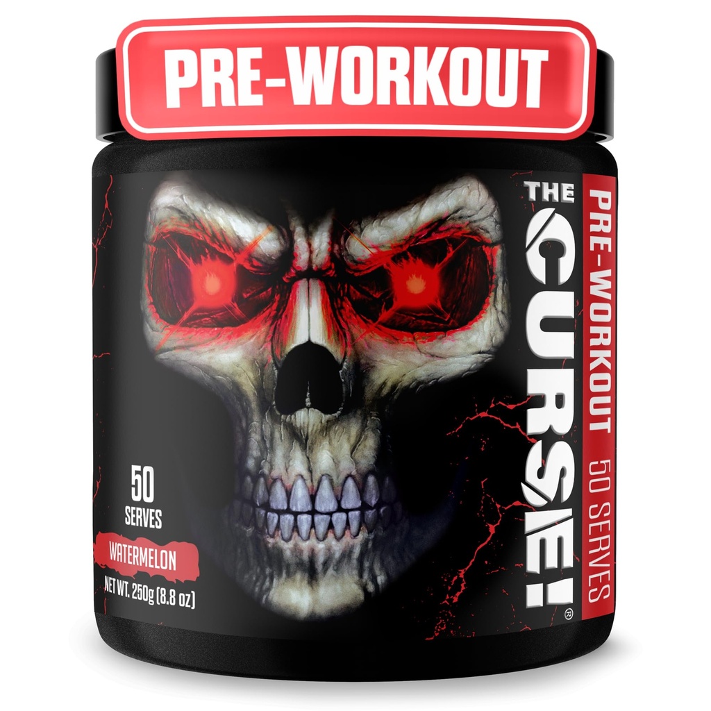 JNX SPORTS Kletba! Pre Workout Prášek pro muže a ženy, Kofein, Beta- Alanin, Creatine, L- Citruline, 50 Servings, Vodní meloun Flavor - zvýšení energie, síla a zaměření