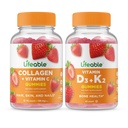 Živý kolagen a vitamin C + vitamin D3 + vitamín K2, gumies Bundle - Velký přípitek, vitamin dodatek, gluten zdarma, GMO zdarma, žvýkací žlab