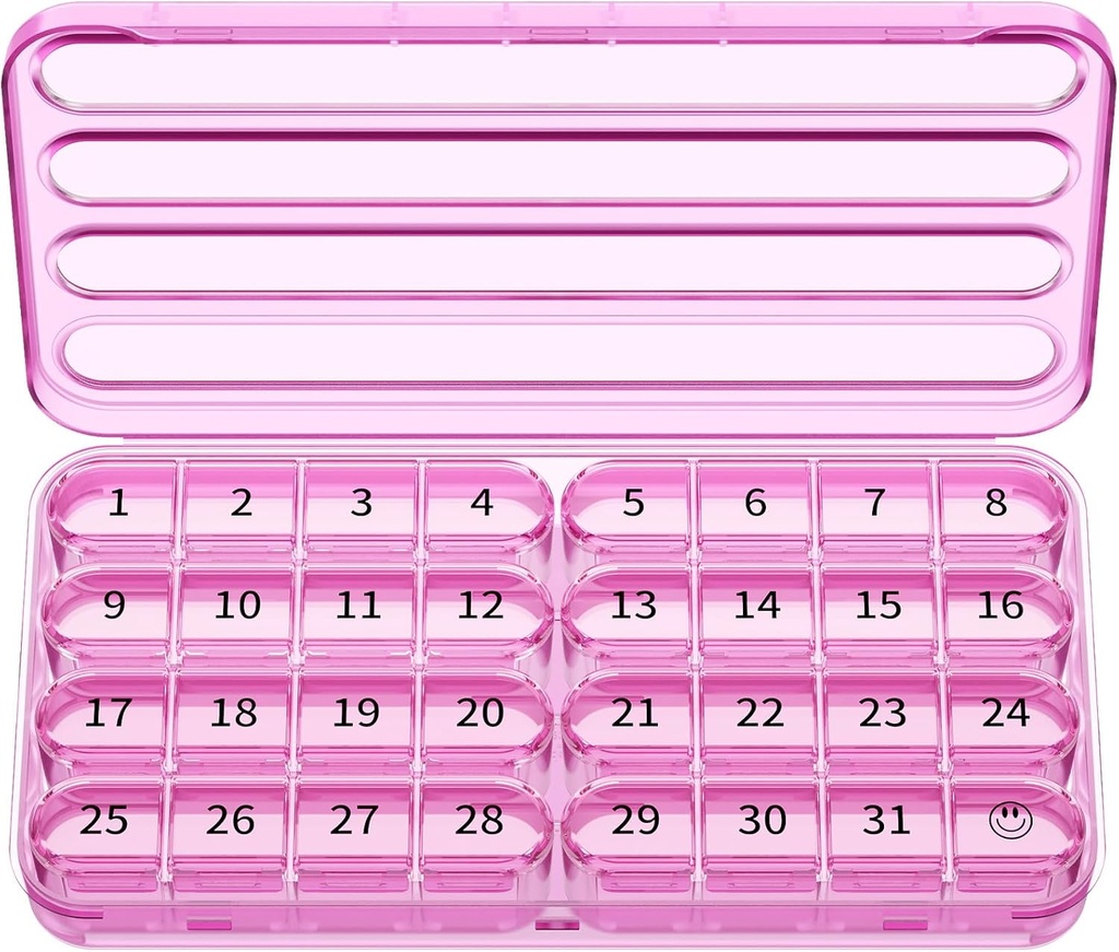 Zoksi Monthly Pill Organizer 1 krát denně, 30 Day Pill Box Organizátor, Jeden měsíc Pill Pouzdro na cestu, 31 Daily Medcine Kontejner na vitamíny, Doplněk a léky (Purple)