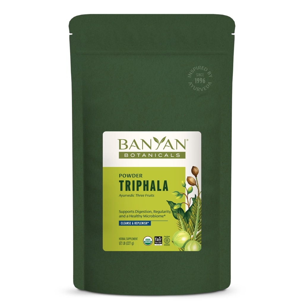 Banyan Botanicals Triphala Powder - Organic Digestion Supplement with Amla, Haritaki & Bibhitaki - Digestion, Colon Support & Health Gut Microbiome * - 1 / 2 LB - Non- GMO udržitelně sourced vegan
