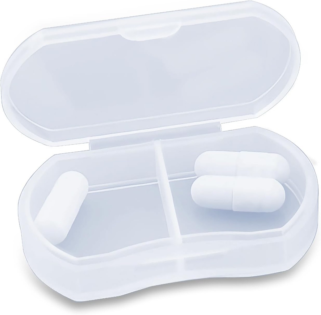 Pouzdro na plotýnky pro malý portable Pořadatel portable Travel Daily Pill Containers AM & PM Mini Pill Box Vitamin, Rybí olej, Držák doplňku (1 PCS, bílá)