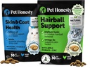 Kočka kůže a coat zdraví a kadeřnictví Support Bundle: Omegas & Biotin Chews for Shiny Coat & Furball Remedy (Kuřecí 30- Day Supply)