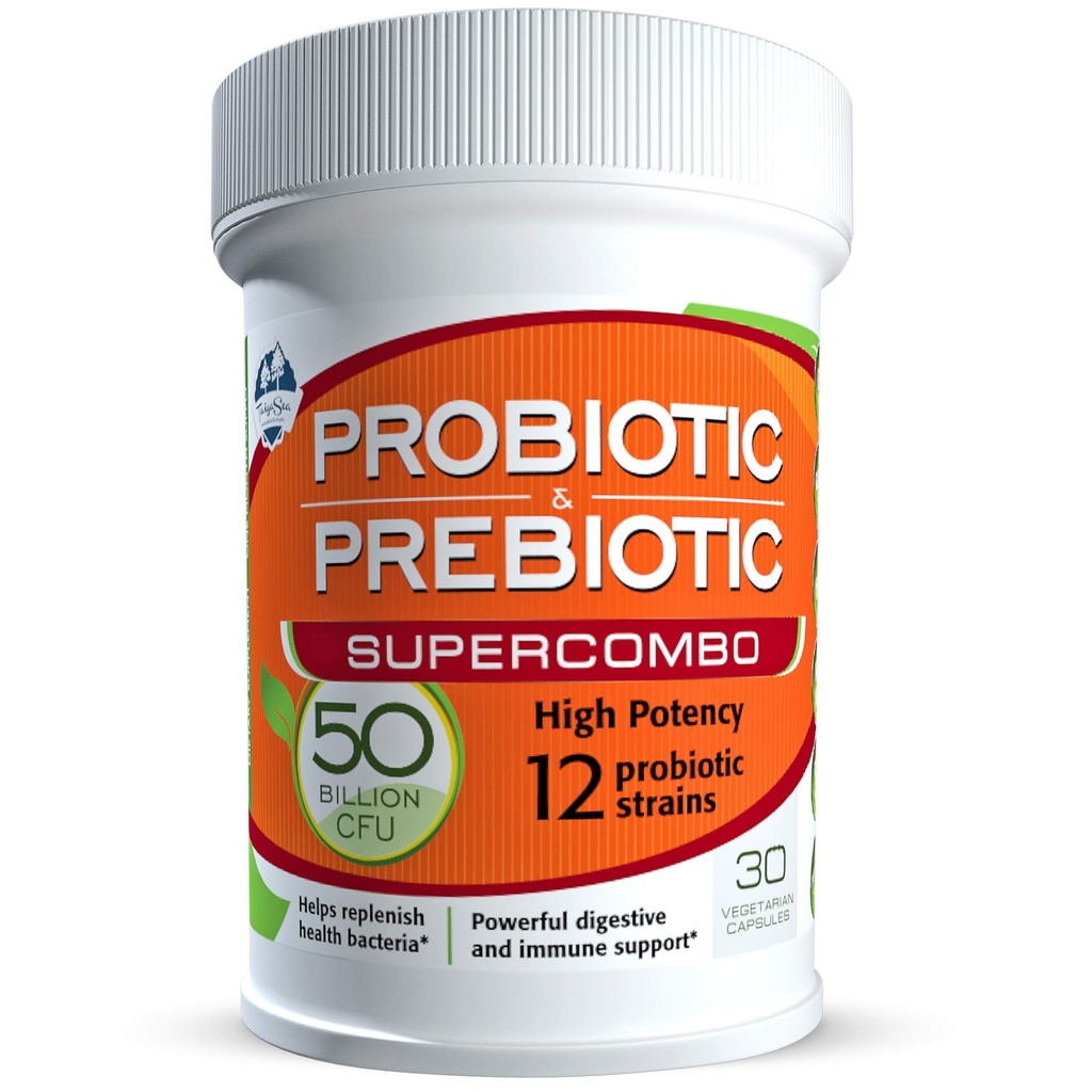 50 Miliardy CFU Prebiotic a Probiotický doplněk pro ženy a muže, 12 Strains pro denní imunitní podporu a stravovací zdraví, 30 Veggie Kapsle, Nechlazený High Potency Probiotika