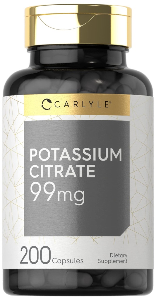 Carlyle kalium Citrát dodatek 124; 99mg citrát 124; 200 kapslí 124; Non- GMO a gluten zdarma