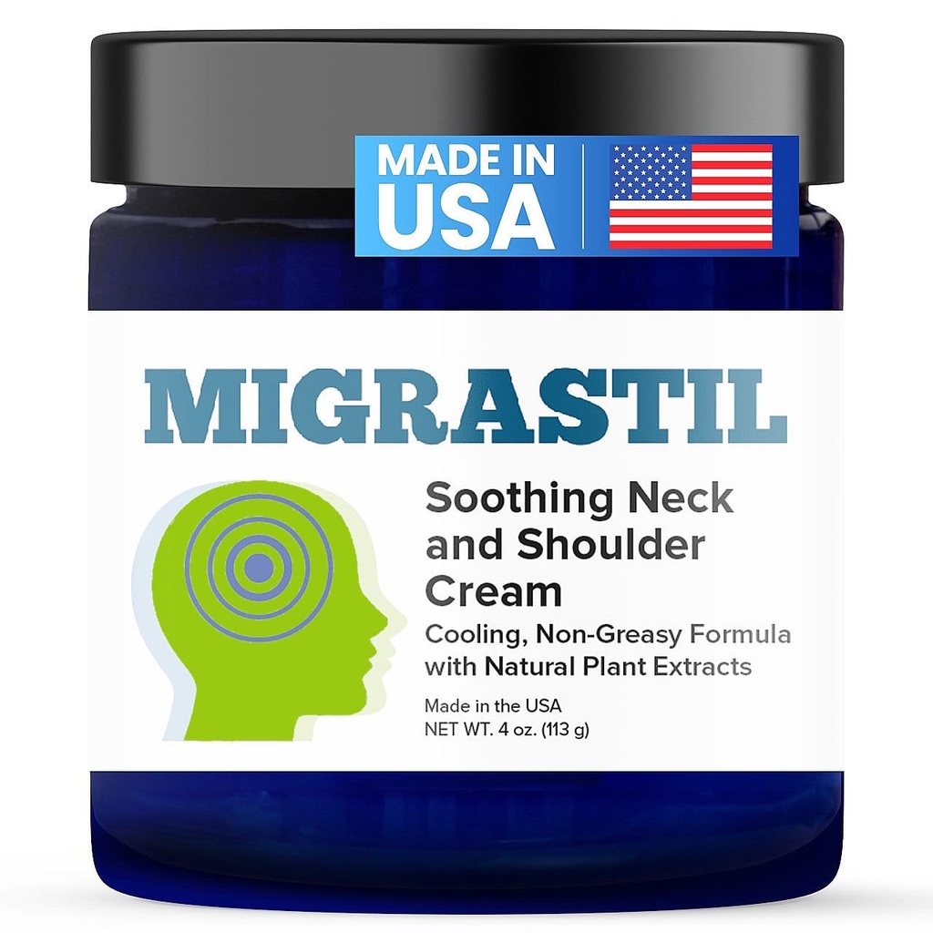 Základní Vigor Migrastil Soothing Neck & Ramender Cream - Fast-acting & Powerful - Non- Greasy Topical Cream (4 oz.) Vyrobeno v USA