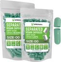 XPRS Nutra Vegan Velikost 00 Oddělené kapsle - 100 Hrabě Premium Prázdné kapsle Oddělené v sáčcích - 00 Pilulky Prázdné pro DIY Dodatek Plnění (Sage Green)