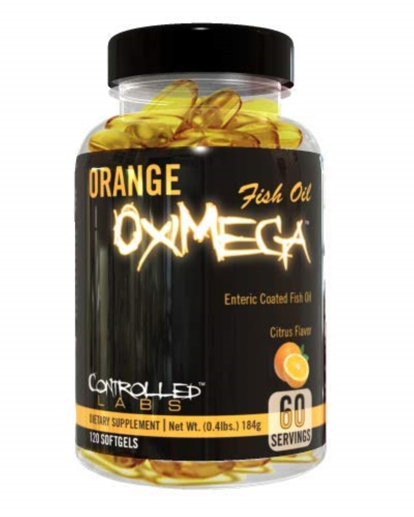 KONTROLOVANÉ LABS Orange Oximega Fish Oil Supplement 120 Softgels, EPA a DHA, 2000mg Omega-3 mastné kyseliny, Citrus- Flavor, Bezproblémové Softgels