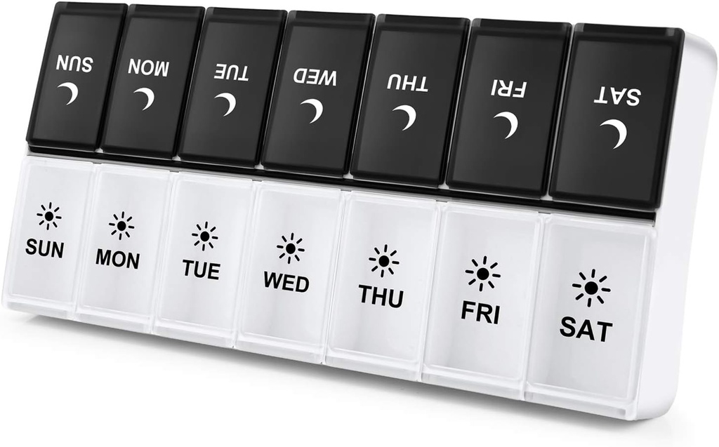 DANYING Large Pill Organizer 2 krát denně, Týdenní box na PM případ, denní noc Kontejner 7 Vitamin Case dvakrát