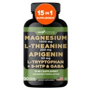 Gade Nutrition Magnesium Glycinát & Magneisum Doplňky s Apigenin, L Theanine 200 mg, 5 HTP, GABA Clime Brain Booster Supplement Sleep Aid Ashwagandha L Triptofan Hemomile