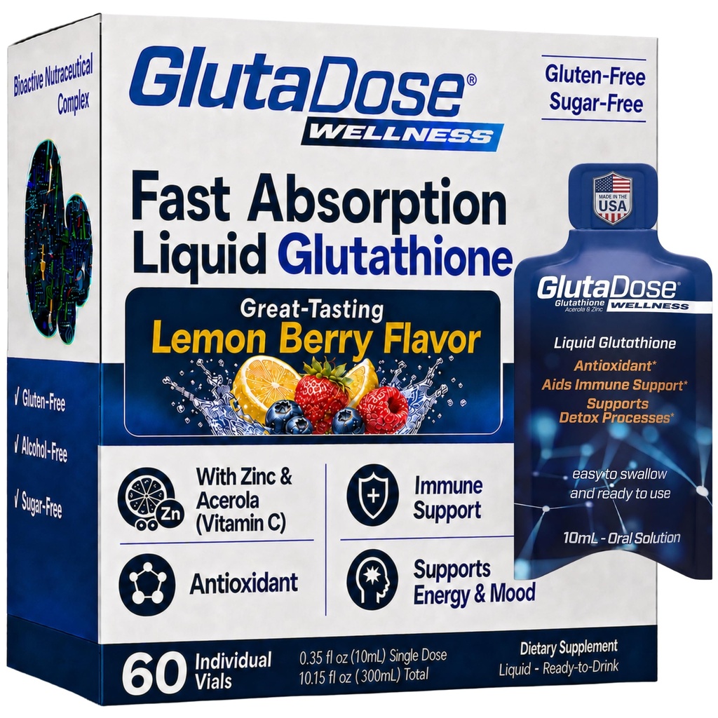 Liquid Glutathione Dodatek, Lemon Berry Ochucené Acerola Energy Booster w / Zinek, Denní vitamíny & Minerály, Nulová forma cukru, Každý den Autoimunitní podpora pro dospělé, 0.34 fl oz, Balení 60