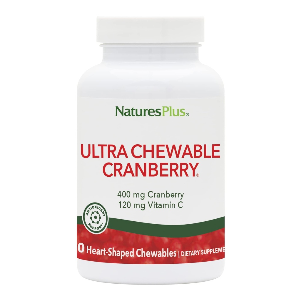 NaturesPlus Ultra Chewable Cranberry - 90 Love Berries Tablety - Promotes Urinary Tract Health - Non- GMO, Gluten Free - 45 Servings