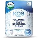 Kos Calming Blue Spirulina Blend- USDA Certified Organic - Řasy Superfood Powder with Ashwagandha Root, Lemon Balm, Reishi Mushroom, B Vitamíny - Berry Coconut Cooler Flavor, 28 Servings