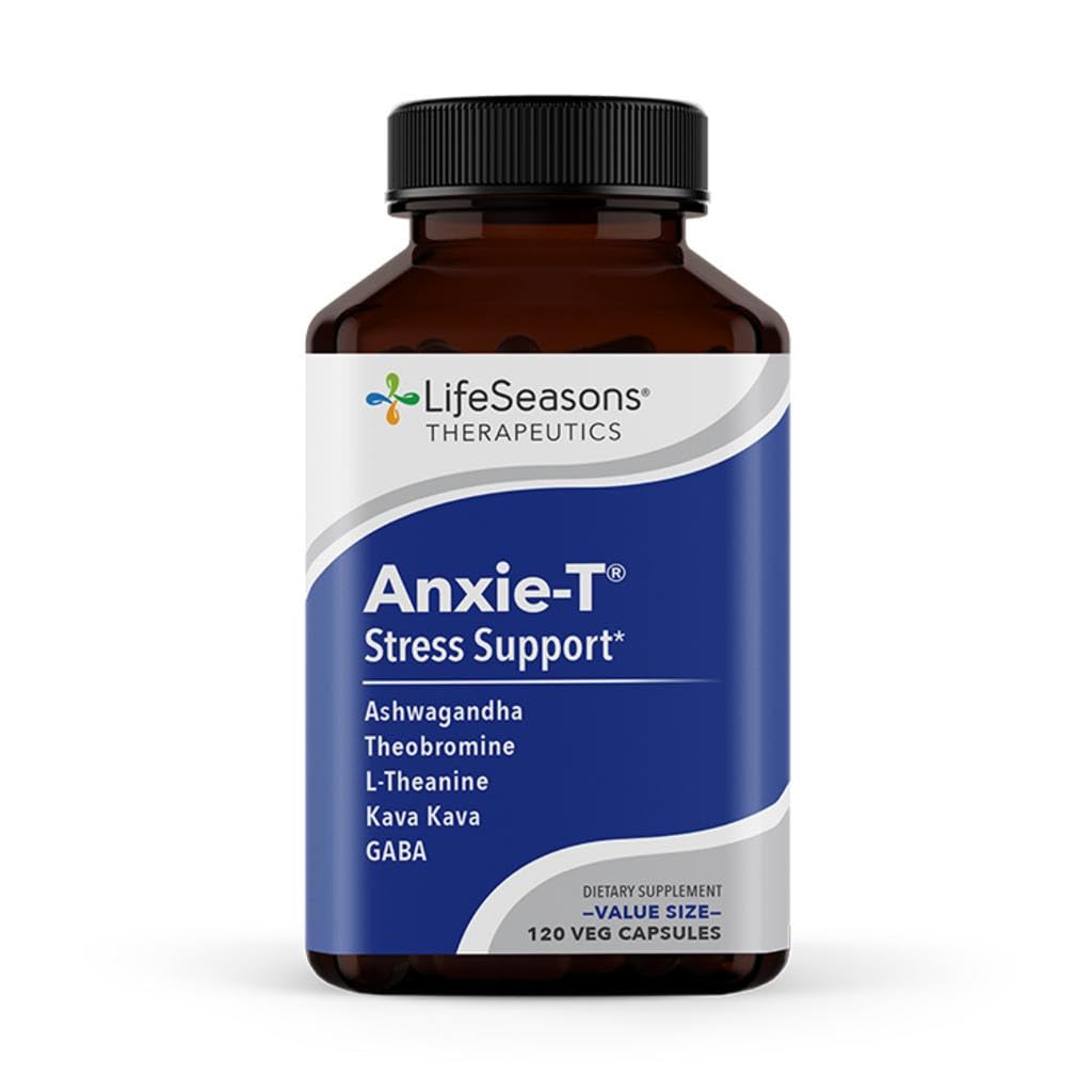 Anxie-T - Stress Relief Doplněk - Podporuje Mood & Mental Focus - Cítit klid a uvolnění - Easy Napětí & Nervozita - Ashwagandha, Kava Kava, GABA & L-Theanine - 120 Kapsle