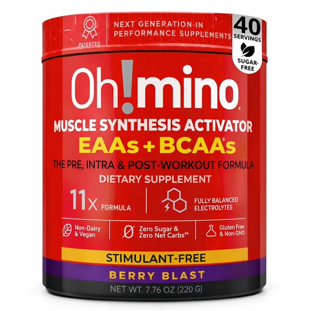 Mino Essential Amino Acids Dodatek. Berry Blast, Stimulant- Free Powder. Všech 9 EAA, BCAA a Perfektní Amino pro cvičení, Amino Energy, a Building Muscle, a Recover Faster.