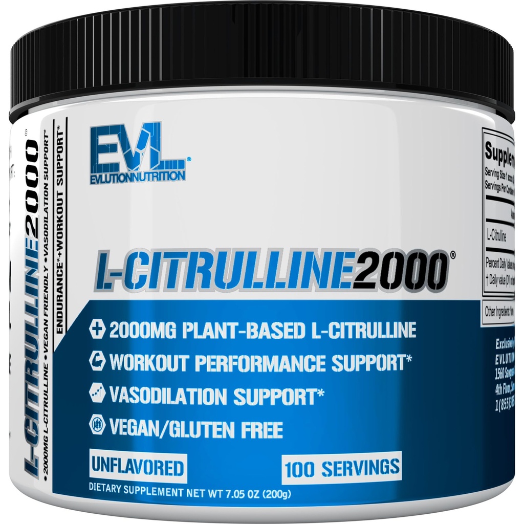 L- Citrulline2000 Oxid dusnatý Předcvičení Prášek - Vysoká síla L Citrulline Prášek pro zvýšení svalové síly a intenzivní čerpadla - Plant based Nitric Oxide Booster - Neochucený