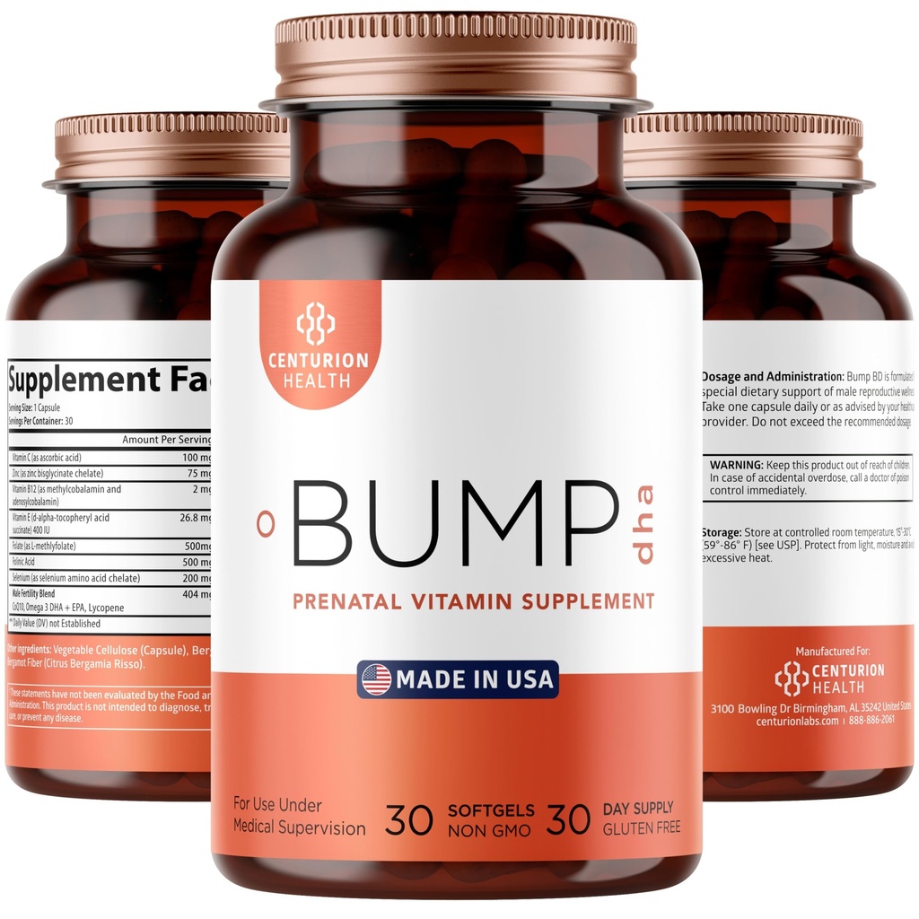 Centurion Labs Premium Prenatal Vitaminy [10 Výkonné přísady] s DHA, EPA, Folát a vitamin B12, Všechny přírodní doplněk pro těhotenství pro vývoj plodu a podporu těhotenství, 30 Softgels