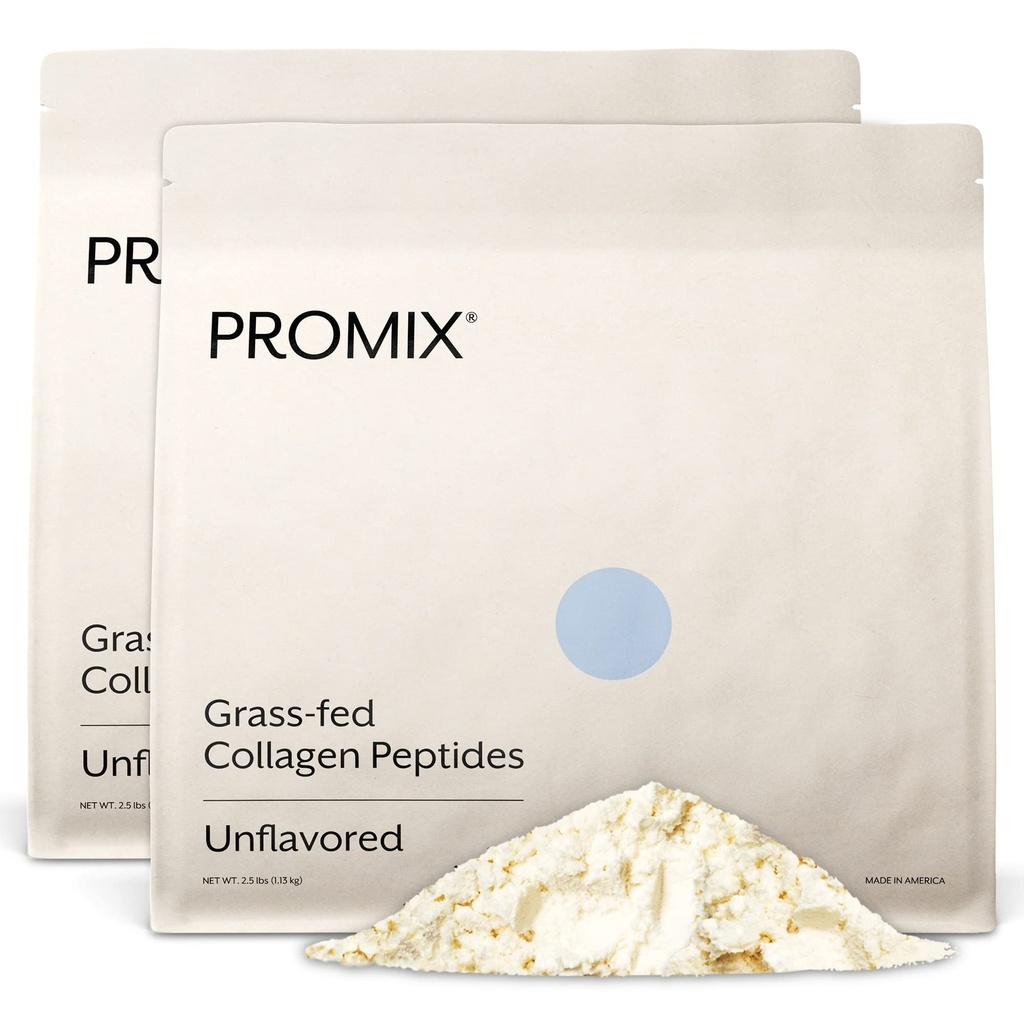 Promix Hydrolyzované Kolagenové Peptidy - typ 1 Grass Fed Kolagen, 4.7g glycinu, bioaktivní peptidy typu 3 - Neochucené - 2,5 libry (balení po 2)