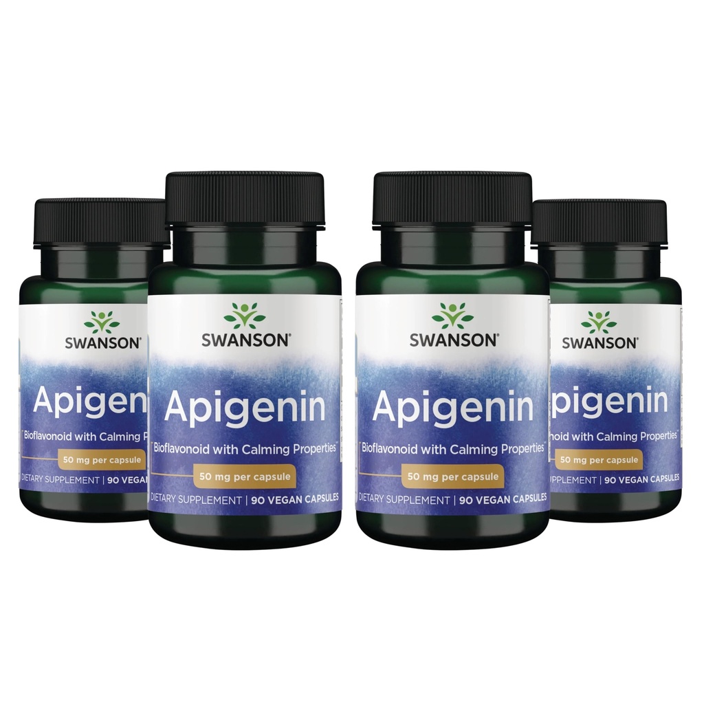 Swanson Apigenin- Bioflavonoid dodatek přírodní prostata Support- Metabolismus & Nerve Zdraví Support- Support Sleep & Relaxation 90 Caps, 50 mg každé 4 balení
