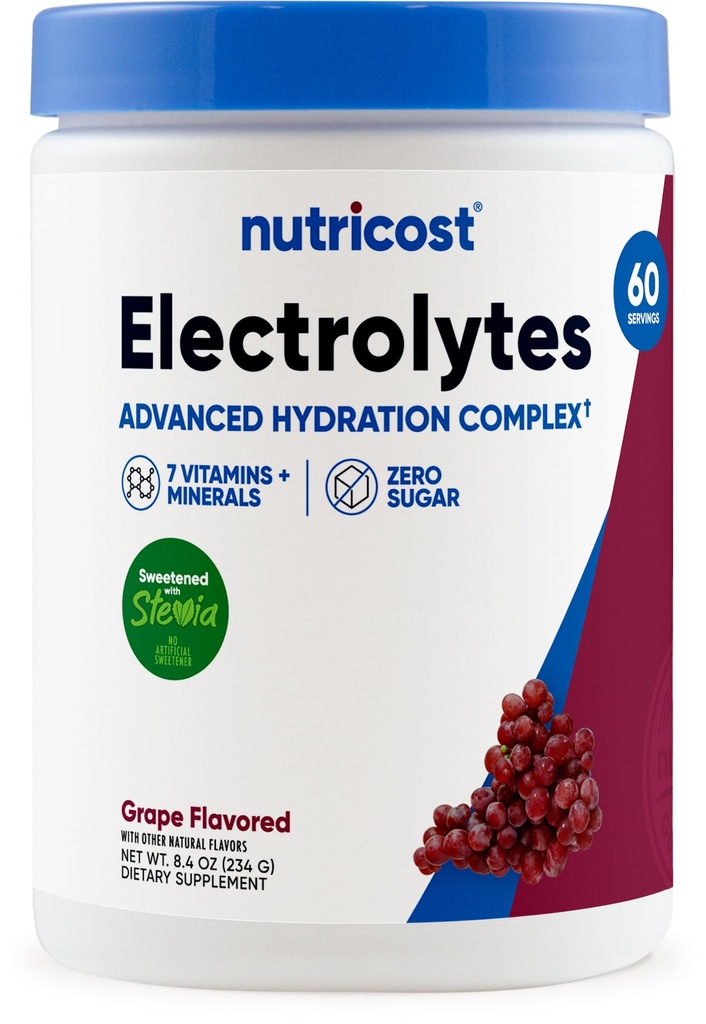 Nutricost Electrolyte Complex Powder (60 Servings, Grape) - Hydratační doplněk Drink Mix s vitamíny a minerály