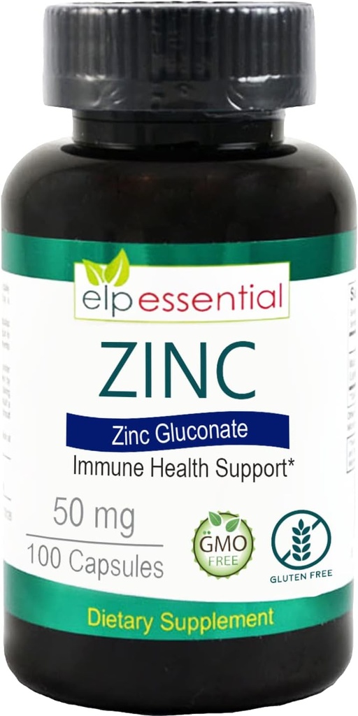 Zinek 50mg, imunitní podpora a antioxidant dodatek 100 Kapsle - Gluten zdarma a non-GMO