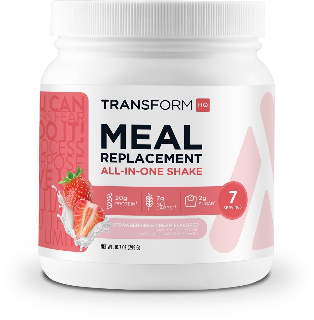 TransformHQ Stravování Náhrada Shake Powder 7 Servings (Strawberry & Cream) - Gluten Free, Non- GMO
