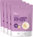 VivoNu Multi kolagen Peptides Powder, 16 Oz Hydrolyzované proteinové Peptidy 124; Typ I, II, III, V, X s Hyaluronic acid, Biotin & Vitamin C bez příchutí Keto Paleo Friendly, Ez Mix in Drinks (4LB / 4Pack)