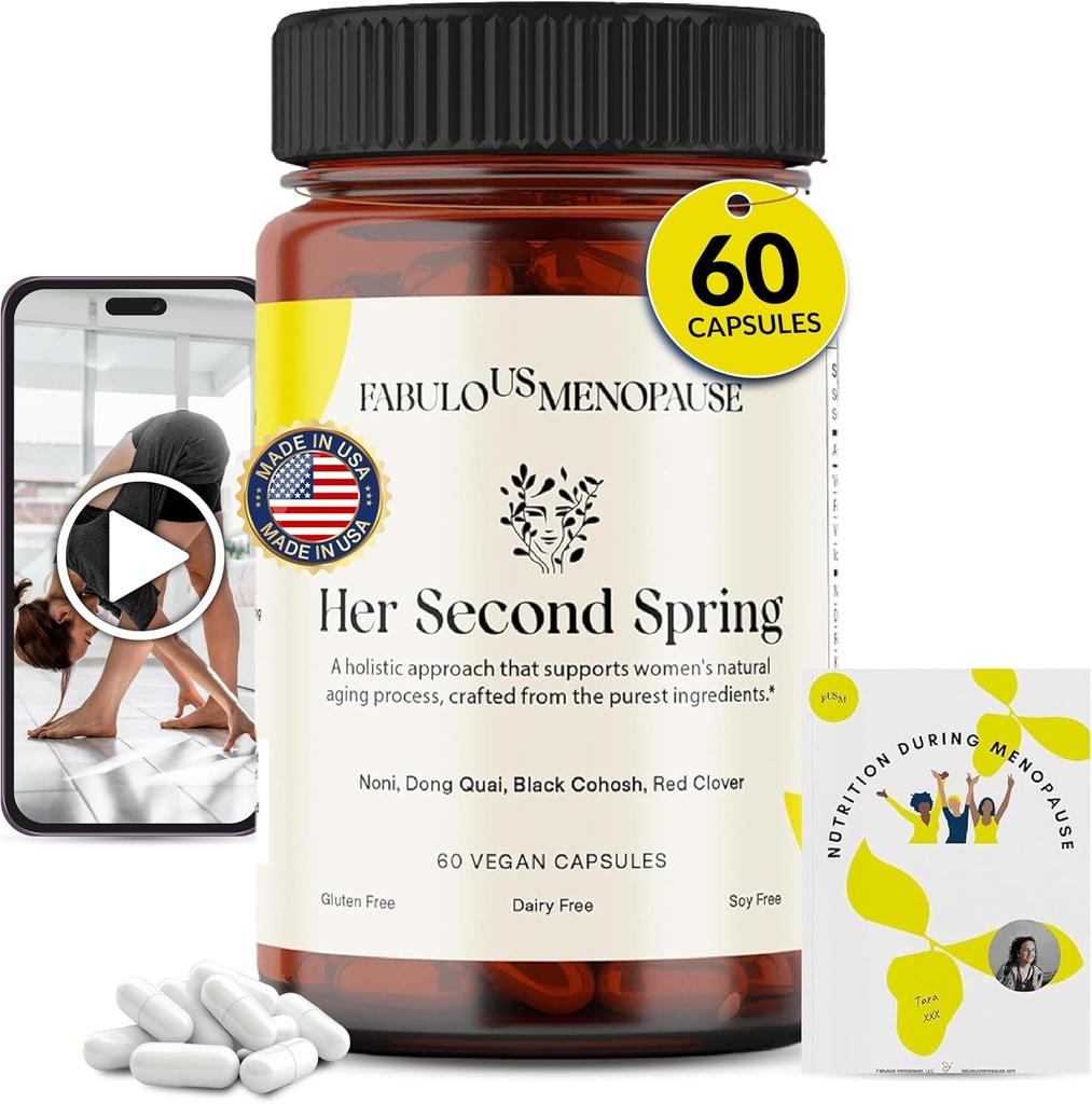 Směšné Menopaus - Vegan Menopauza Formule s Black Cohosh & B-Complex - Plant- Based Kapsle s recepty & Pilates Program