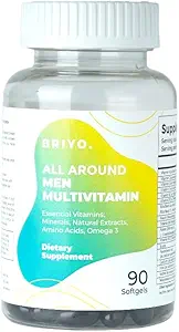 Briyo All Around Men - Multivitamin pro muže s 38 esenciálními vitamíny, minerály, Omega 3 a rostlinné extrakty - Podporuje energetickou imunitu - Živě silný s jednou denně čisté kapsle