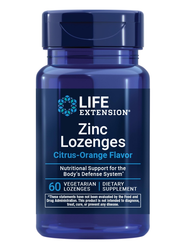 Life Extension Zinek Lozenges - Citrus- Orange Flavor - pro zdravé proteinové syntézy a imunitní zdraví - Zánět Management Dodatek - Gluten- Free, Non- GMO - 60 Vegetariánské Lozenges