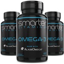 (3 Pack) Smarter Omega 3 Fish Oil, Berry Flavor, Burless, Chutné, 2000mg, DHA EPA Triple Strength Brain, Made with AlaskOmega ®