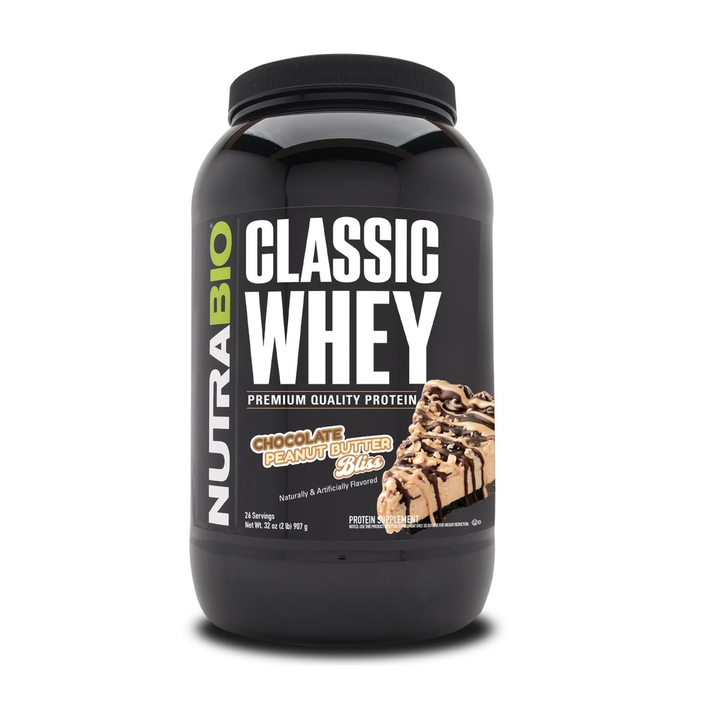 NutraBio Classic Syrovátkový protein Powder- Full- Spectrum Amino Acid Profile - No Fillers, Umělé barvy, Konzervanty - Nízký glycemický index - (čokoládové arašídové máslo, 2 litry)