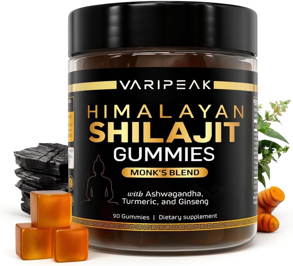 4-in-1 Organic Himalayan Shilajit Gummies PHAR124; with Ashwagandha, Turmeric, & Ginseng PHAR124; Adaptogen for Energy, Imunity & Vitality Support PHAR124; Organic, Vegan, Sugar- Free PHAR124; 90 Count PHAR124; pro muže a ženy