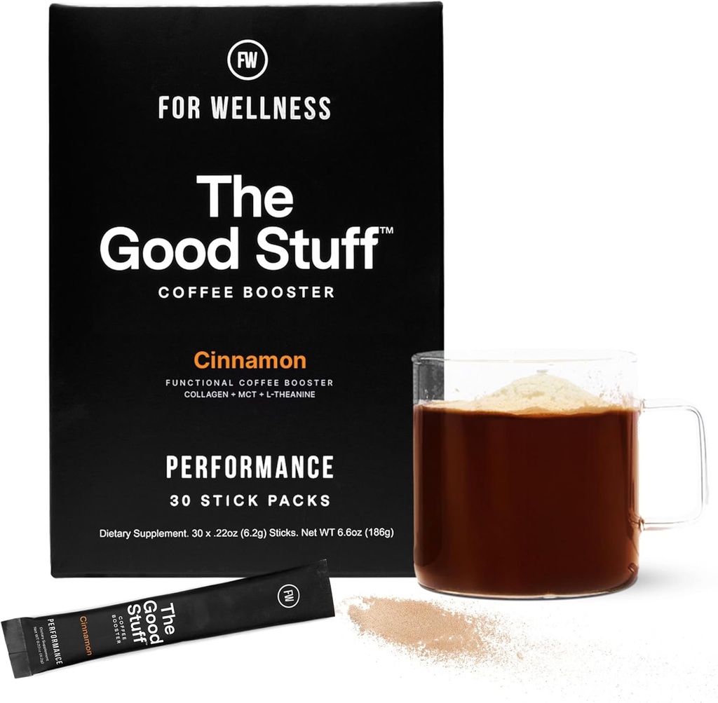 Pro Wellness The Good Stuff Performance - Coffee Booster CLAS124; Collagen + MCT Powder Supplement with L- Theanin and Antioxidants for Jitter- Free Energy & Stamina CLAS124; Non- Dairy, Keto- Friendly, 30 Servings