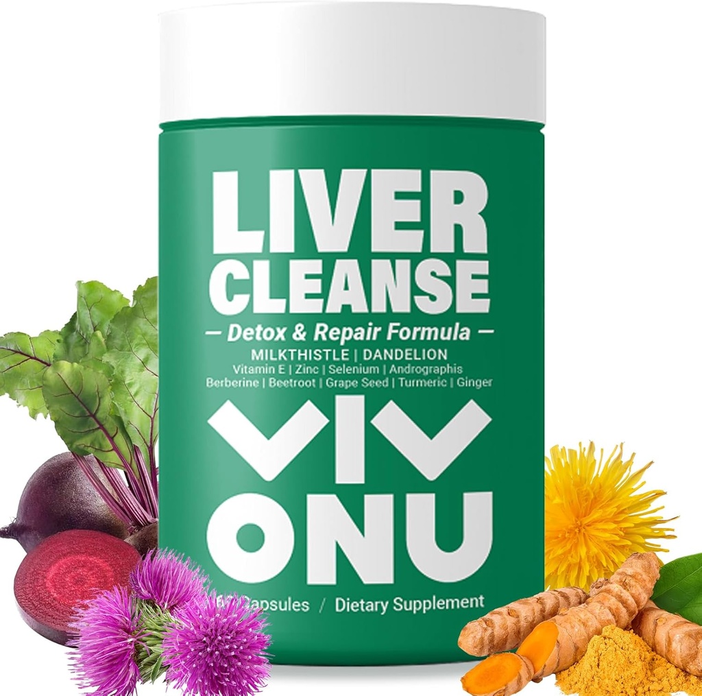 VivoNu Milk Thistle Silymarin & Dandelion Root Health Support, Antioxidant Support, Detox (60 tobolek / 1 lahvička)