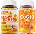 Sugar Free Turmeric Curcumin plněné gumy 550mg & CoQ10-250mg plněné gumy, imunitní, trávicí zdraví, Cellular Energy & Antioxidant Support