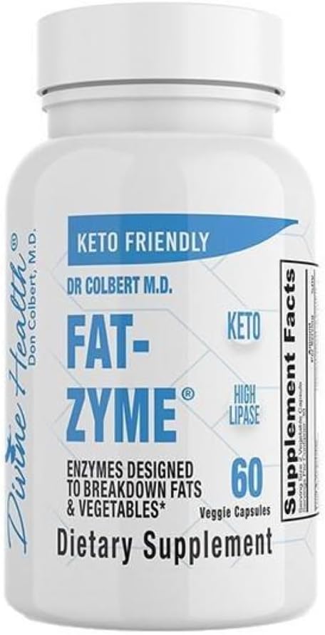 Keto Zone od Dr. Colberta Fat- Zyme - Ketogenní trávicí enzymy - HIgh Lipáza - Vegan & Vegetariánský enzym - 30 denní zásoba - Obsahuje vysoká množství enzymů, které lámou vegetariány a tuky