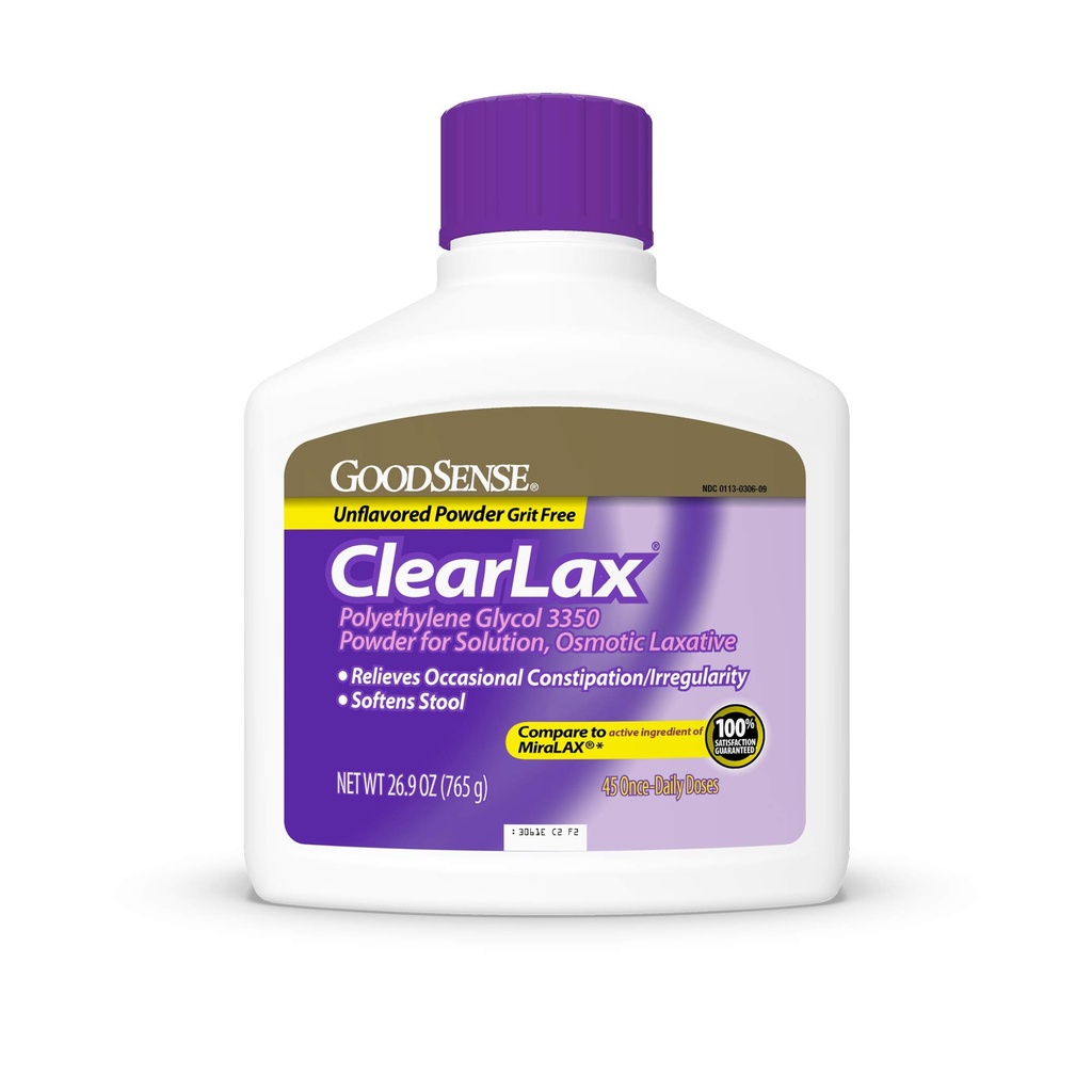 GoodSense Polyethylen Glycol 3350 Prášek pro přípravu roztoku, Osmotic Laxative, Softens Stool, Uvolňuje příležitostnou zácpu, 26.9 Ounce