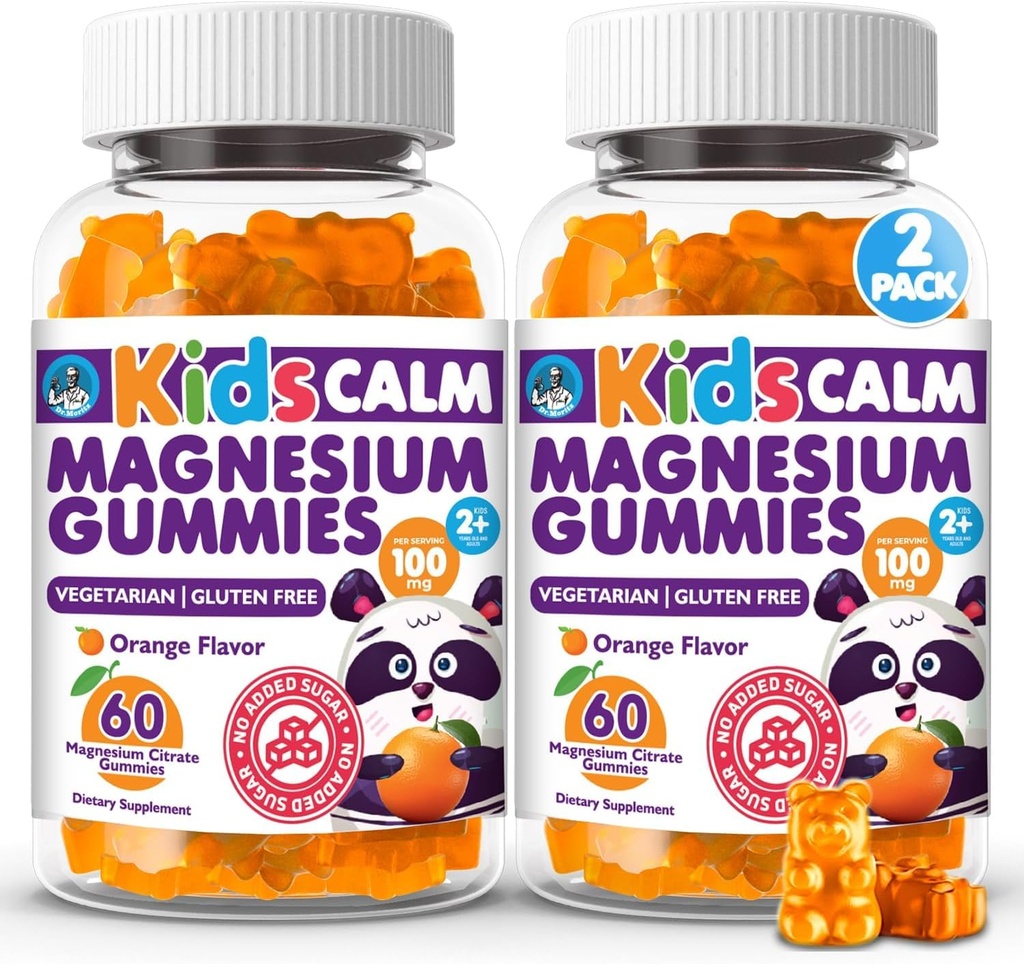 Dr. Moritz uklidňující a relaxační děti Magnesium Gummies, Non- GMO a nízký cukr Magnesium Děti Žvýkací doplňky, Spánek Gummies Děti, Orange Flavor