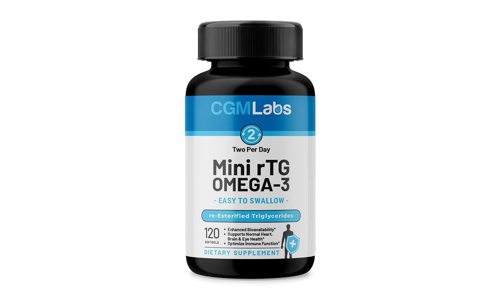 RTG Omega 3 Rybí olej Dietní dodatek - Vysoká absorpce a rychlé hraní, Neškodlivý rybí olej dodatek z Anchov. reesterifikovaný triglycerid w / EPA & DHA (jako rTG) 960mg - 120 Softgels by CGM Labs