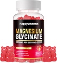 Magnesium Glycinát Gummies 1000mg - Supplement draslíku bez hořčíku s vitaminem D, B6, CoQ10 pro klidnou náladu a spánkovou podporu - 60 Jahodové gumy.