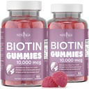 Nový věk Biotin Gummies - Vlasy, kůže a nehty Gummies - 10,000 mcg - Non-GMO doplněk pro ženy, muži - Made in USA -120 Počet