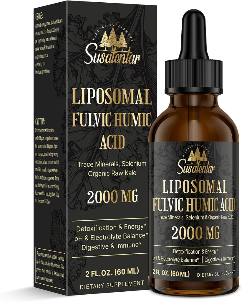 Stopy Minerály Elektrolyty Kapky 2000 MG 124; Tekuté Liposomální Fulvic Humic Acid Supplementary 124; 85 + Trace Minerály 124; Hydratace 124; Detoxifikace 124; Energie 124; pH Balance 124; Digestion 124; Imunita 124; 2 Oz