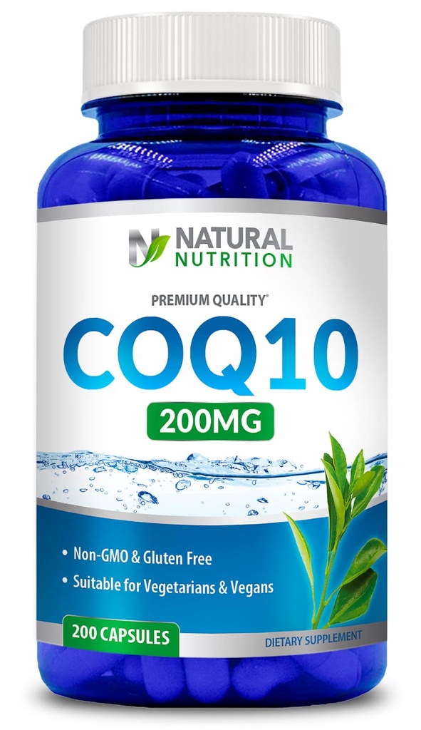 Generický přírodní vitamin Coq10 200mg, 200 tobolek, rychlá absorpce - gluten zdarma & Non- GMO