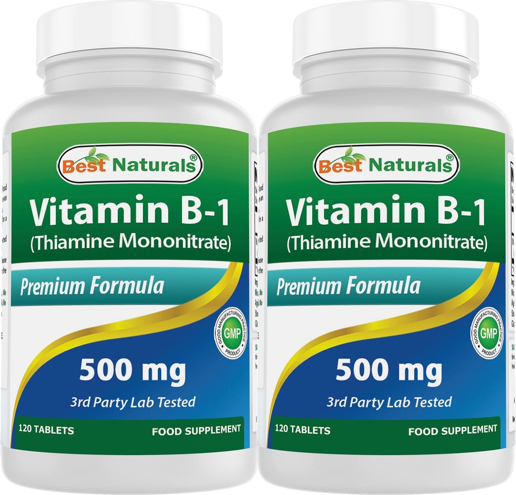 Nejlepší Naturals Vitamin B1 jako Thiamin Mononitrát 500 mg tablety (120 Počet (balení po 2))