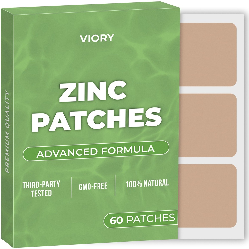 Zinek Záplaty (balení po 60) - 100% přírodní Patch pro ženy a muže - s Biotin - Imunitní & Podpora těla - Vylepšený vzorec