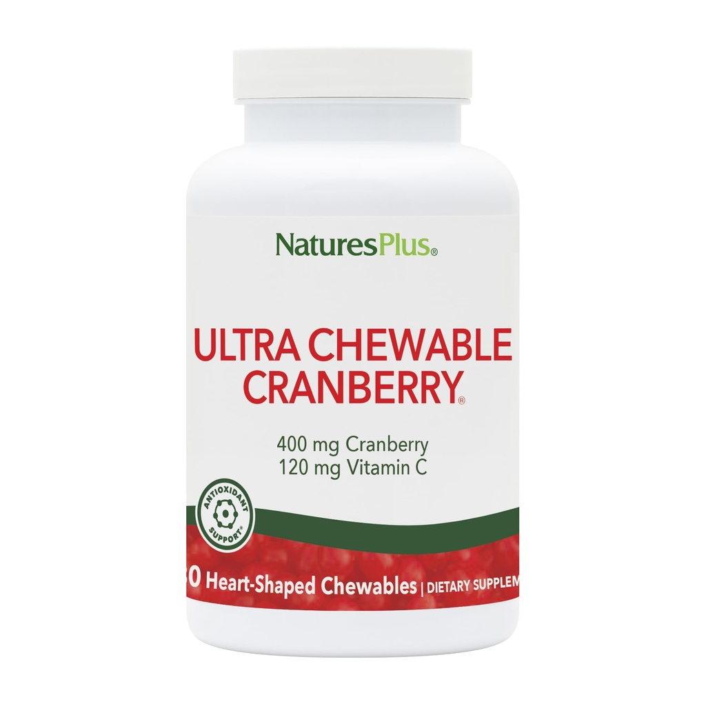 Natures Plus Ultra Chewable Cranberry Love Berries - 400 mg, 180 Vegetariánských tablet - Přírodní Cranberry dodatek, Promotes Urinary Tract Health - Non- GMO, Gluten- Free - 90 Služeb