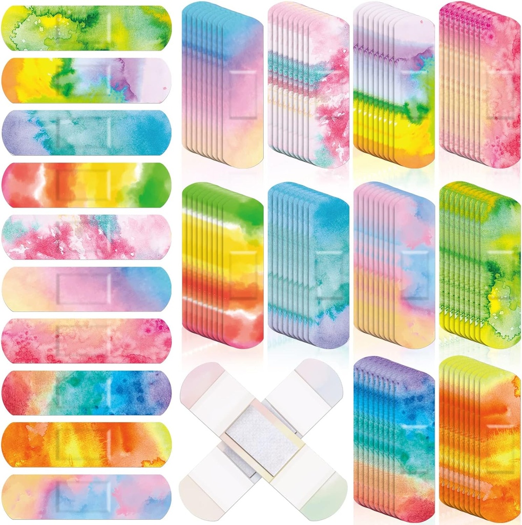 Lounsweer 120 Pcs Dětské obvazy Bulk kravata Těstoviny Barevné Obvazy pro Kid roztomilý vodotěsný Flexibilní přilnavý kohoutek Dýchací péče pro dítě dítě Toddler Řezné škrabky Wounds Burn, 10 Styl (Svazek Barvy)