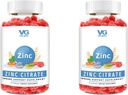 VITA GLOBE Zinek Citrát Gummies - 50mg Denní Zinek dodatek 124; Imunitní systém & Kožní zdravotní podpora CY124; Vegan, Non- GMO Žvejkací Vitamíny pro dospělé a děti - 96 Počet (balení po 2)