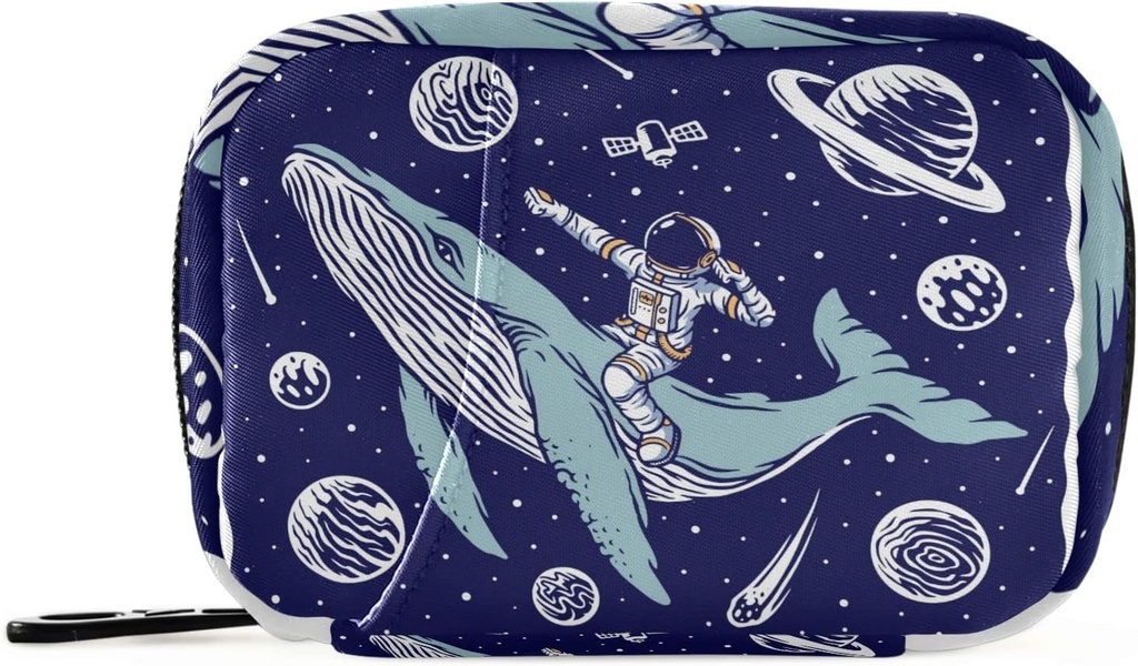 Galaxy Whale Astronaut Pill Box 7 Day Pill Pouzdro Cestovní Pill Pořadatel Bag se Zipper Přenosný Týdenní Pouzdro Kompaktní velikost pro Vitamin doplněk držák