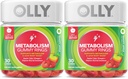 OLLY metabolismus Gummy kroužky, jablečný ocet, vitamín B12, chrom, energie a trávicí zdraví, Žvýkací doplněk, Apple Flavor, Twin Pack - 60 Počet